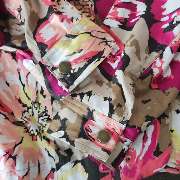 Laura Ashley Pink Floral Studded Jacket Size M Petite - Picture 9 of 9